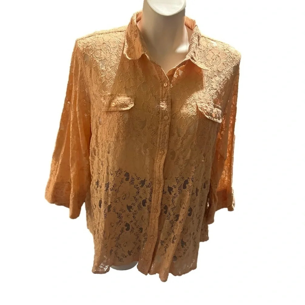 Cato Woman Peach Button Down Top